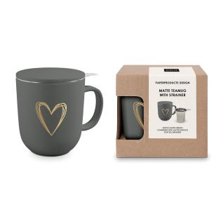 Skodelica za čaj s kovinskim filtrom 0,4 L PPD HEART GOLD SRCE ZLATO 162802127
