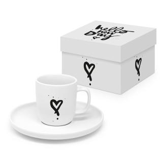 Skodelica za espresso 0,1L srce črno grafit Hello New Day PPD 604761