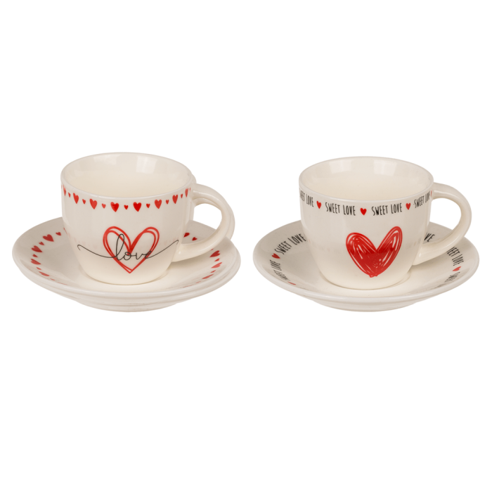 Skodelica za espresso porcelan darilni set SRČEK HEARTS LOVE 78/8427