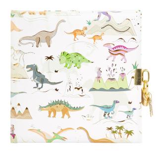 Spominska knjiga s ključavnico 17x17 cm DINOZAVRI DINOSAURIA TURNOWSKY GOLDBUCH 44 839 