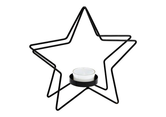 Svečnik zvezda žica črna MINIMAL