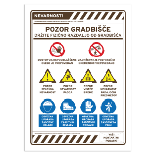 Tabla gradbi&scaron;čna pozor gradbi&scaron;če 70x100 cm