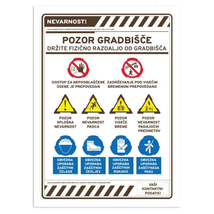 Tabla gradbi&scaron;čna pozor gradbi&scaron;če 70x100 cm