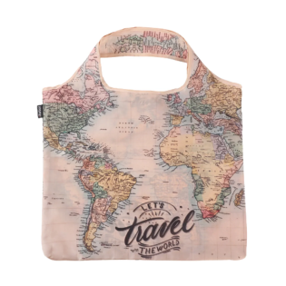 Vrečka nakupovalna zložljiva 57x42 cm LET'S TRAVEL THE WORLD ZEMLJEVID XL2666