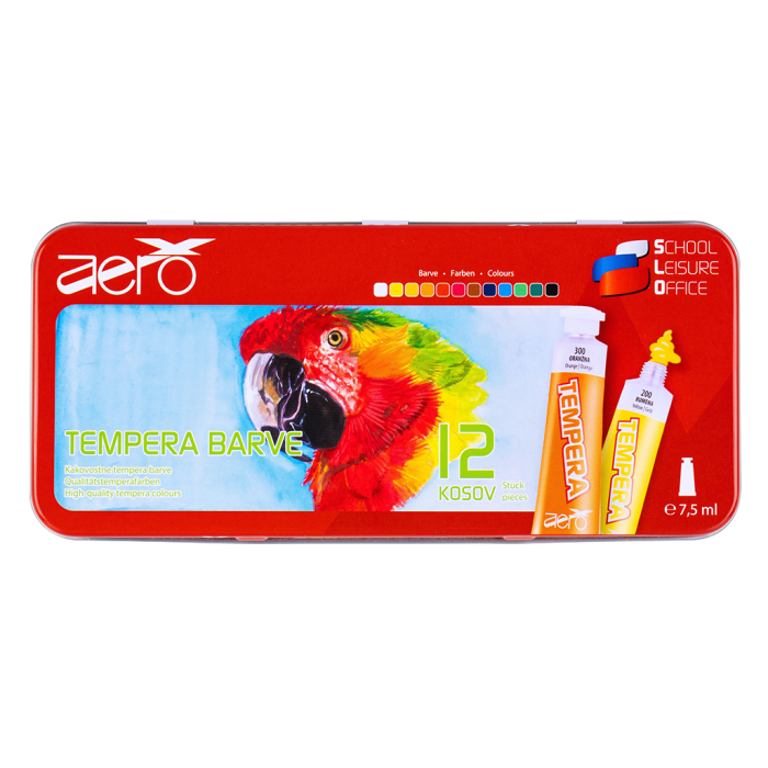 Tempera barve v tubi 7,5 ml ARA AERO set 12/1