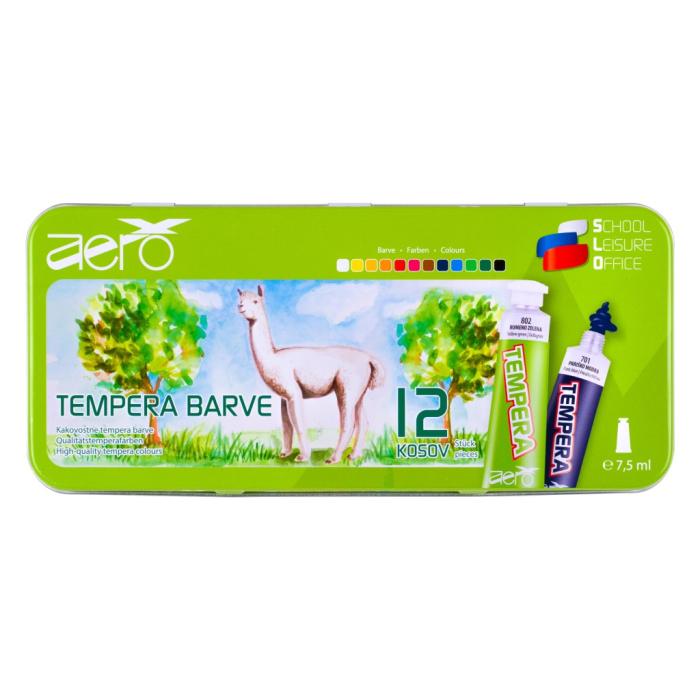 Tempera barve v tubi 7,5 ml ALPAKA AERO set 12/1