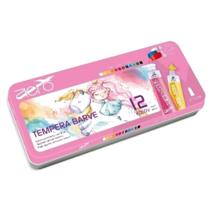 Tempera barve v tubi 7,5 ml SAMOROG UNICORN PRINCESA AERO set 12/1 9201-3012