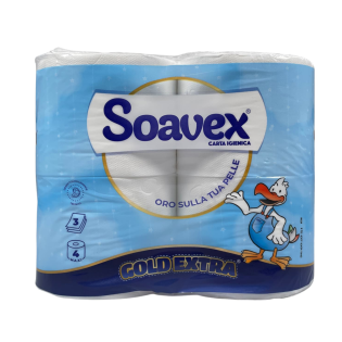 TOALETNI PAPIR SOAVEX GOLD EXTRA 3 SLOJNI BEL SET 4/1