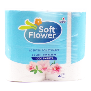 Toaletni papir bel troslojni 250 lističev SOFT FLOWER set 4/1