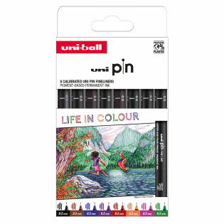 Marker permanentni vodoodporni barvni 0,5 mm PIN UNI MANGA LIFE IN COLOURS 200 set 8/1 78231