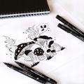 Marker permanentni vodoodporni črn temno siv rjav PIN UNI BRUSH set 5/1 72745