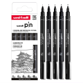 Marker permanentni vodoodporni črn PIN UNI CLASSIC set 5/1 72742