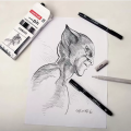 Marker permanentni vodoodporni črn siv PIN UNI COMICS set 5/1 72753