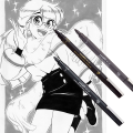 Marker permanentni vodoodporni črn PIN UNI MANGA SHOJO set 5/1 72754