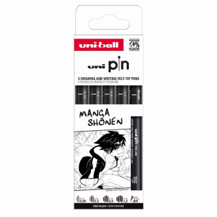 Marker permanentni vodoodporni črn PIN UNI MANGA SHONEN set 5/1 72749