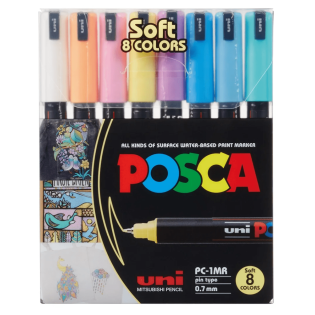 Marker flomastri akrilni POSCA UNI PC-1MR pastelne barve set 8/1 70302