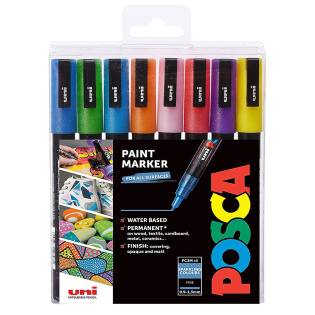 Marker flomastri akrilni z ble&scaron;čicami POSCA UNI PC-3M GLITTER set 8/1 67844