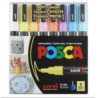 UNI-MARKER UNI POSCA PC-3M PASTELNE BARVE SET 8/1 67843 EOL