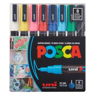 Marker flomastri akrilni POSCA UNI PC-3M osnovne barve set 8/1 70303