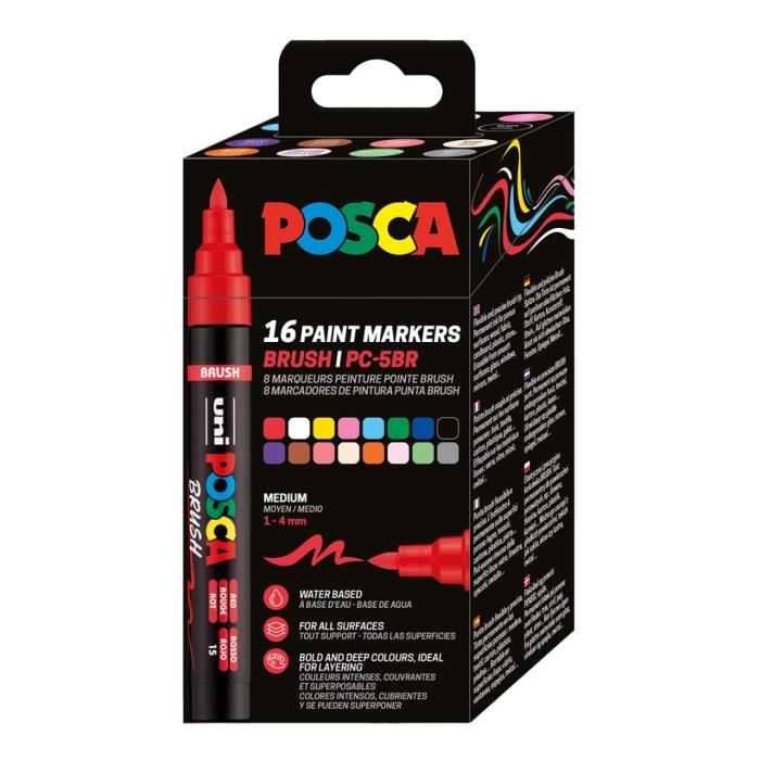 Marker flomastri akrilni POSCA BRUSH UNI PC-5BR set 16/1 76275