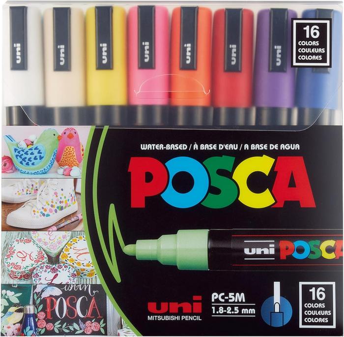 Marker flomastri akrilni POSCA UNI PC-5M osnovne barve set 16/1 70296