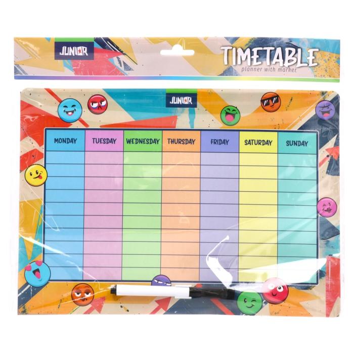 Urnik tedenski planer piši briši s flomastrom A4 JUNIOR TIMETABLE 131930