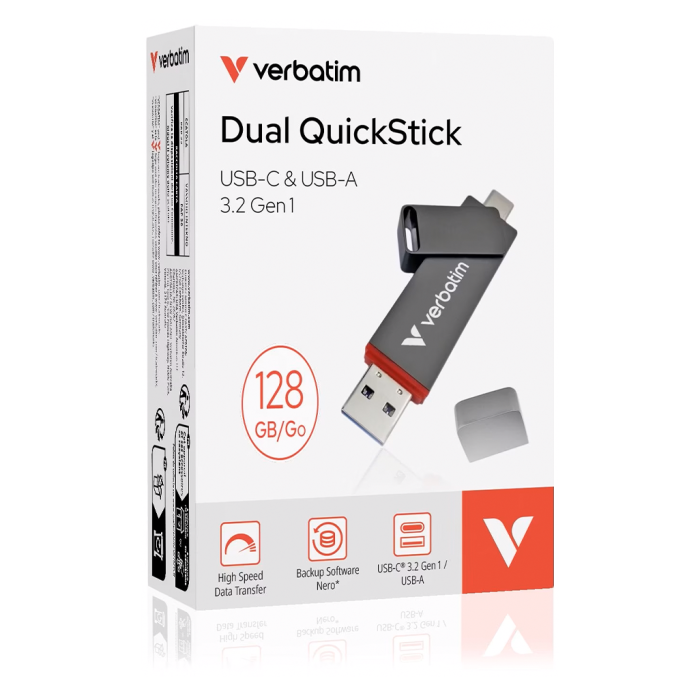 USB ključ dvojni 128 GB 3.2 V3 VERBATIM DUAL DRIVE 32040