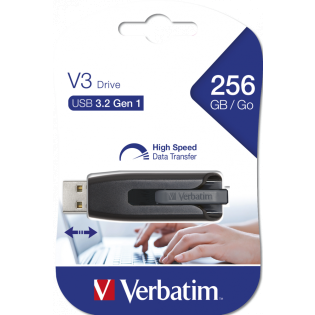 USB KLJUČ VERBATIM 256GB V3 DRIVE 3.2 ČRN 49168