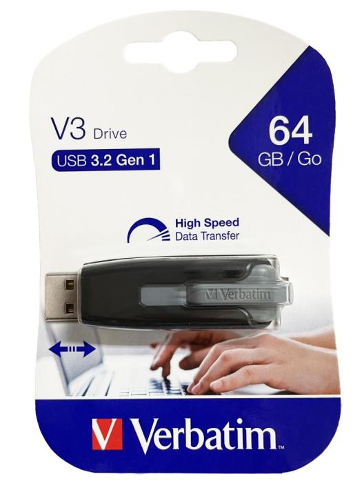 USB ključ 64 GB VERBATIM V3 DRIVE 3.2 črn