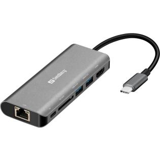 USB razdelilec priključna postaja 46V USB-A, HDMI, LAN, 100W  SANDBERG HUB USB-C Dock 5v1 SB13618