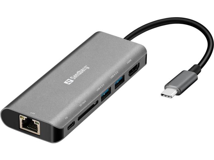 USB razdelilec priključna postaja 46V USB-A, HDMI, LAN, 100W  SANDBERG HUB USB-C Dock 5v1 SB13618