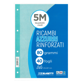 Vložni listi A4 mali karo 5x5 mm za dislektike ojačane luknje 40 listov 80 g BLASETTI