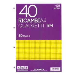 Vložni listi A4 za dislektike mali karo 5x5 mm 40 listov 80 g BLASETTI