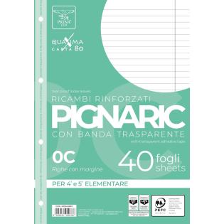 Vložni listi A4 črtni z robom in ojačanimi luknjami beli 40 listni 80 g PIGNARIC PIGNA 02194590C