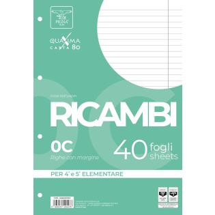 Vložni listi A4 črtni z robom beli 40 listni 80 g RICAMBI PIGNA 00629030C