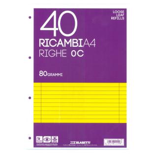 Vložni listi A4 črtni z robom 40 listov 80 g BLASETTI 1199