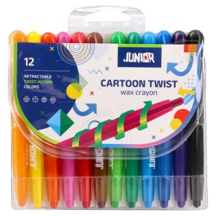 Vo&scaron;čenke v ohi&scaron;ju z vrtljivim mehanizmom JUNIOR CARTOON TWIST WAX CRAYON set 12/1 130605
