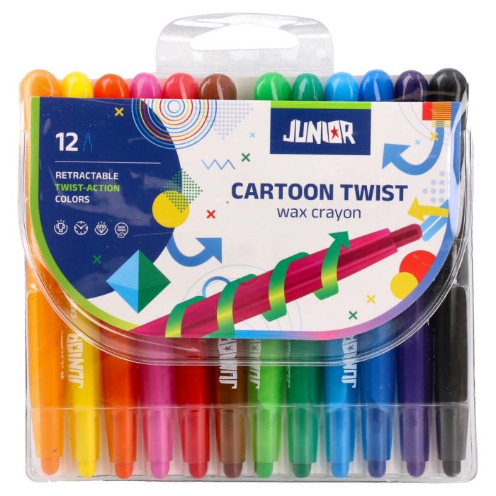 Vo&scaron;čenke v ohi&scaron;ju z vrtljivim mehanizmom JUNIOR CARTOON TWIST WAX CRAYON set 12/1 130605