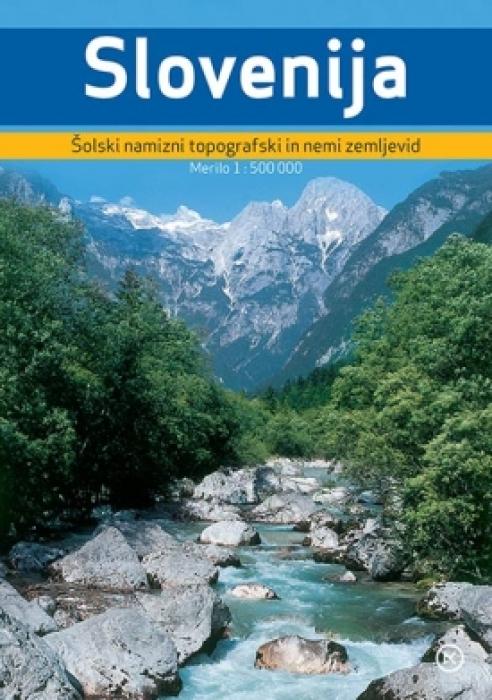 &Scaron;olski zemljevid Slovenije plastificiran nema karta 1 : 500 000 priložen flomaster in gobica za brisanje
