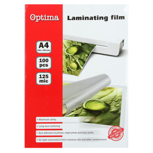 Žepki za plastificiranje laminacijo A4 125 mikronski OPTIMA set 100/1