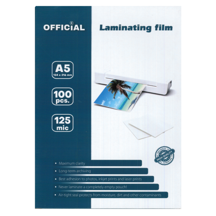 Žepki za plastificiranje laminacijo OFFICIAL set 100/1