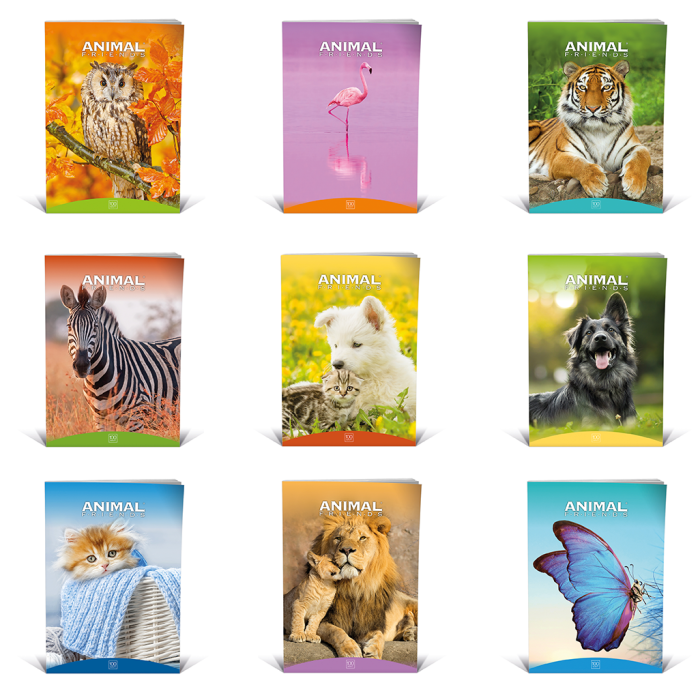 Zvezek A4 veliki karo 1 cm 56 listni 100 g ANIMAL FRIENDS 64MSG