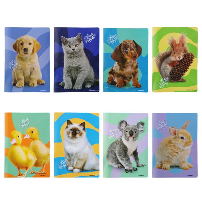 Zvezek A4 veliki karo 1x1 cm 38 listni 80 g BEST FRIENDS ŽIVALI MLADIČKI 9220
