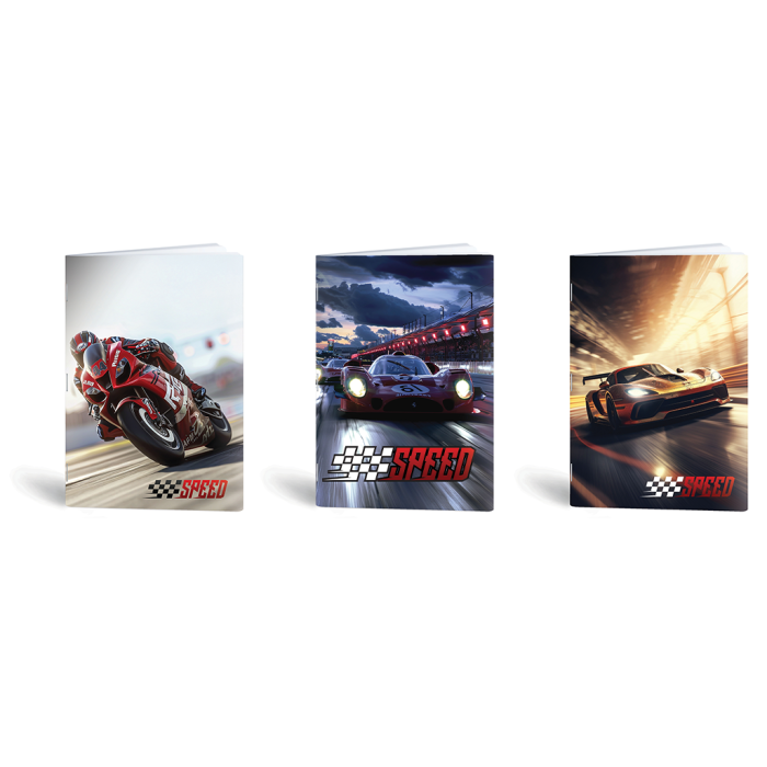 Zvezek A4 črtni 52 listni 80 g CAR RACING SPEED AVTO DIRKALNIK HITROST 1 25Z-HITROST1-C