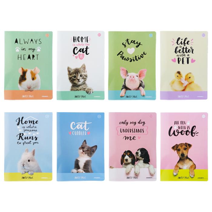 Zvezek A4 črtni 38 listni 100 g LOVELY PAWS ŽIVALI MLADIČKI 9284