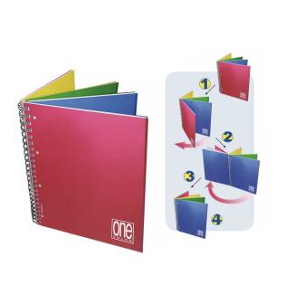 Zvezek A4 &scaron;piralni pregradni črtni in karo s 4 pregradami 120 listov 80 g ONE COLOR 6783