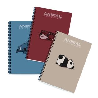 Zvezek A5 &scaron;piralni črtni 96 listni ANIMAL FRIENDS GREEN